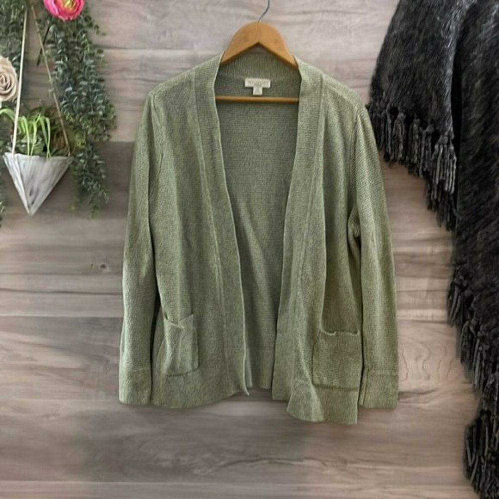 Appleseed's Womens Olive Green Long Sleeve Open Front Cardigan Sweater Size 1X